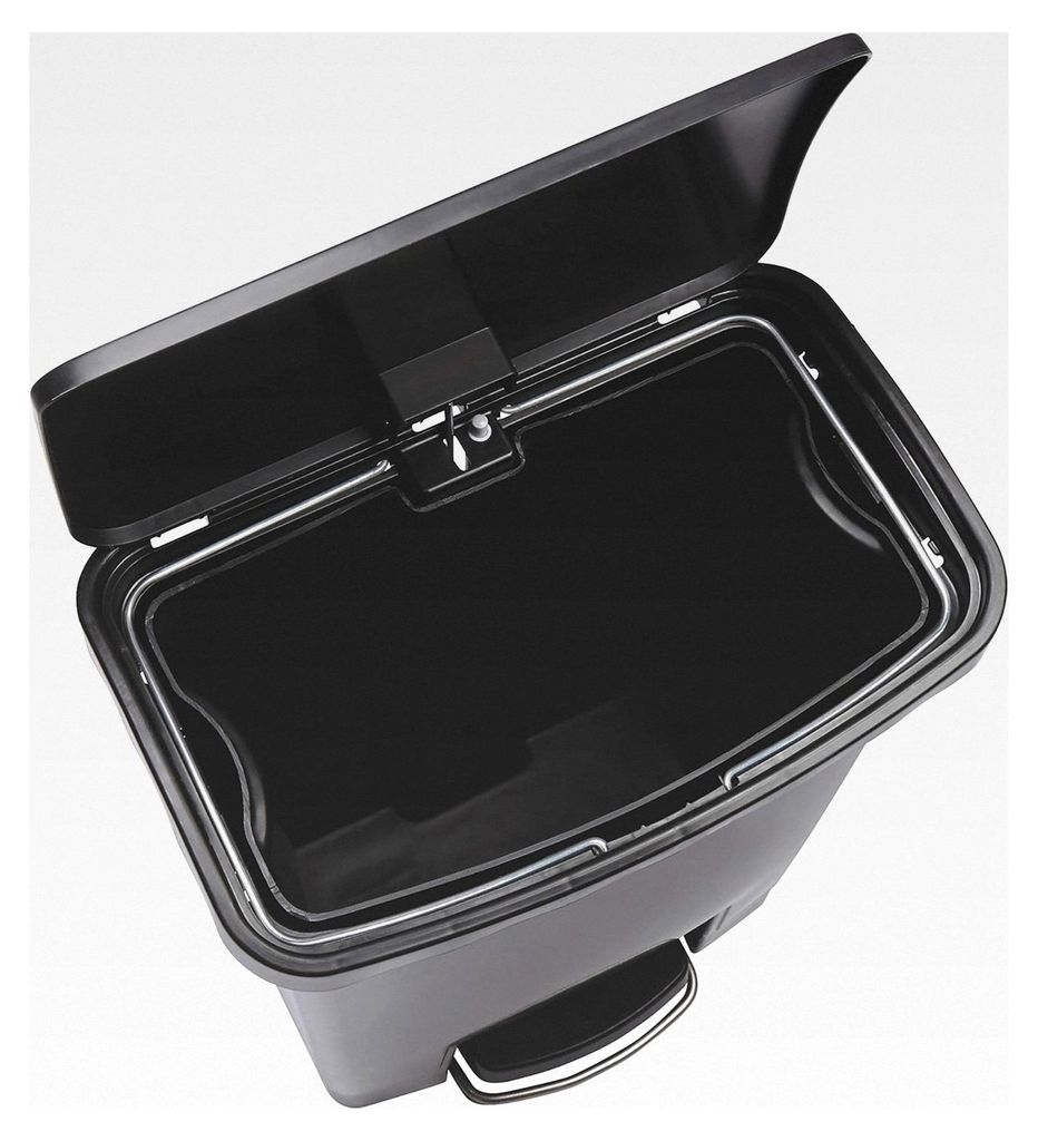 Slim Jim 50 Liter Frontstep Abfallbehälter aus Kunststoff - Schwarz