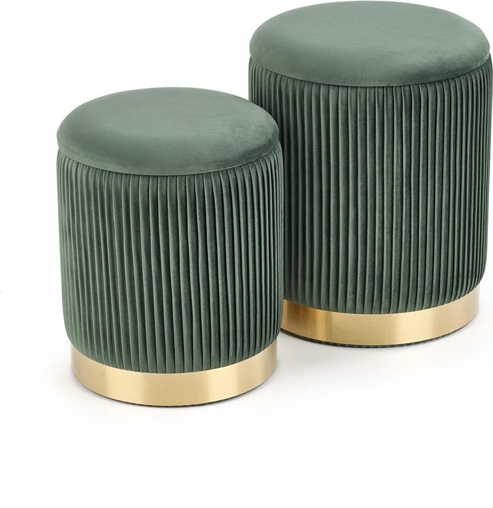 Sgabello Halmar (2 pezzi) Monty - verde scuro / oro Immagine del prodotto 