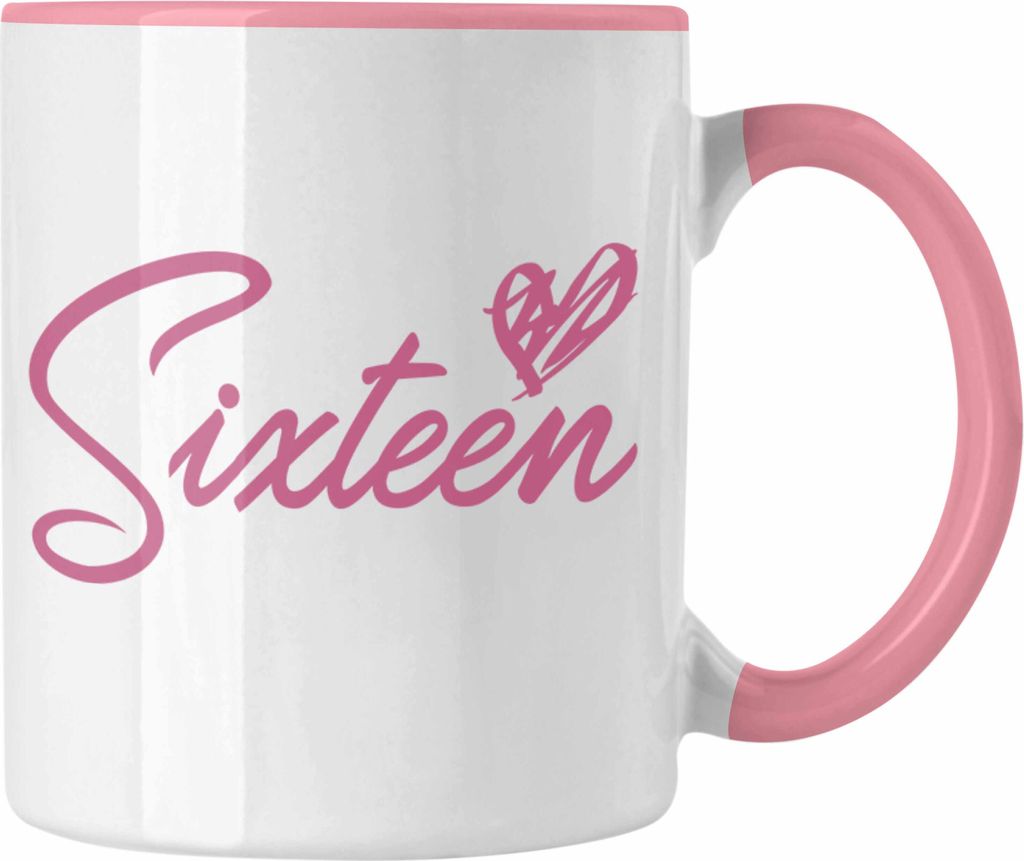 Trendation - 16. Geburtstag Tasse Geschenk Mädchen Geschenkidee Lustig Spruch 16 Geschenke Geschenkideen zum 16 Bday 16er Witzig (Rosa)