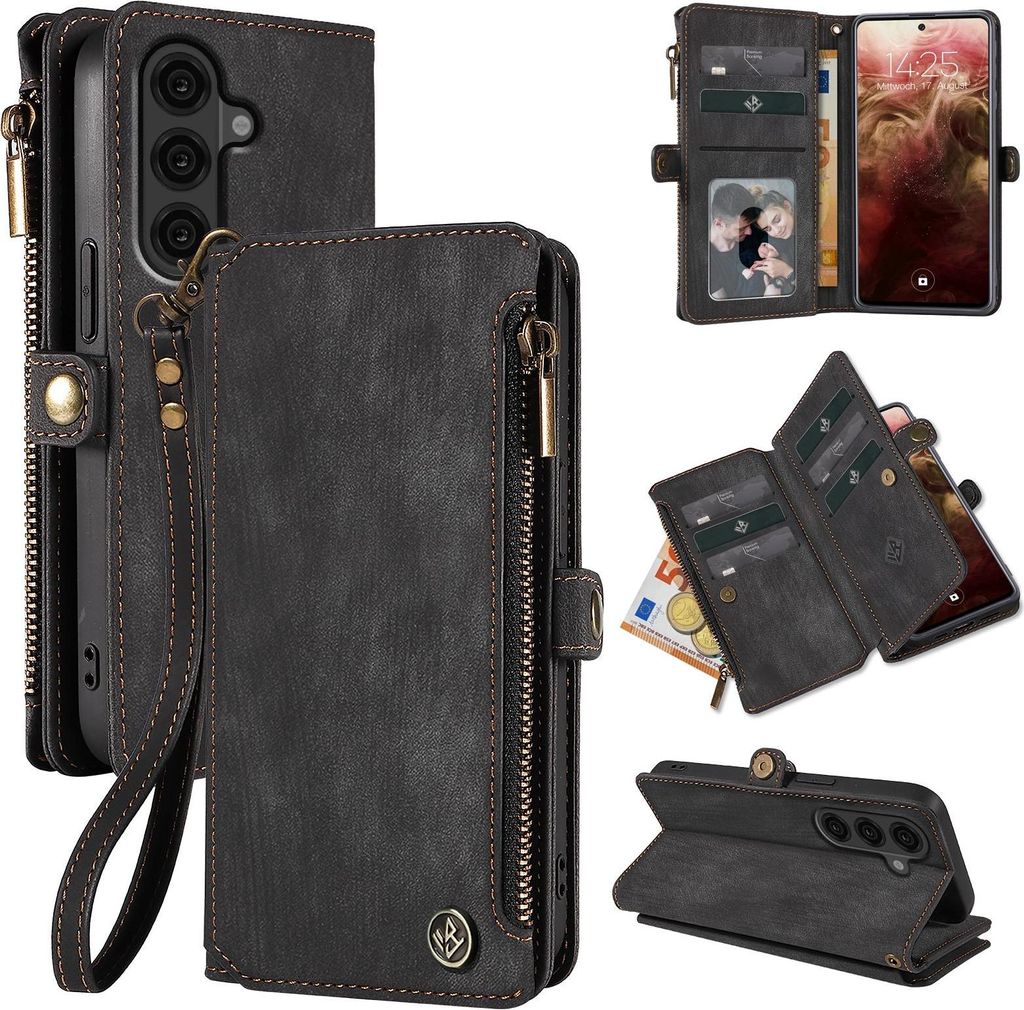 Handy Hülle für Samsung Galaxy S26 Geldbeutel Geldbörse RFID Schutz Klapphülle Cover Schutzhülle Wallet Farbe: Schwarz