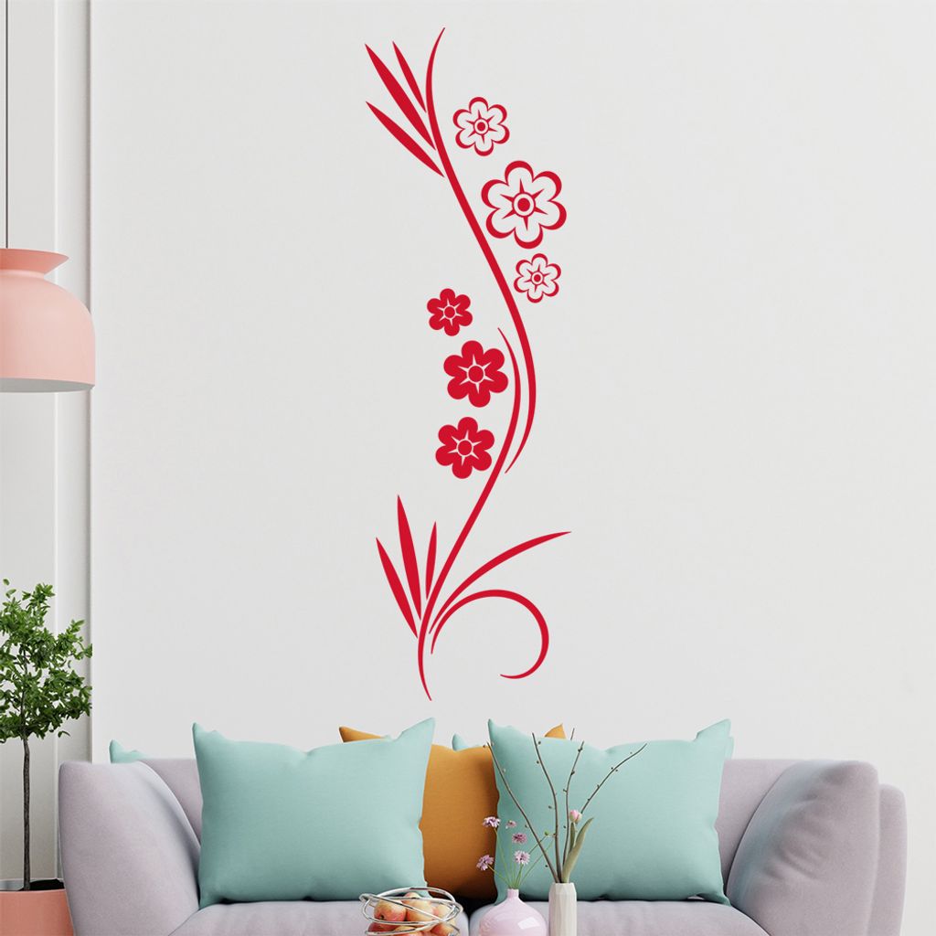 Blumen - Blüten - Gräser Wandtattoo in 6 Größen - Wandaufkleber Wall Sticker - Dekoration, Küche, Wohnzimmer, Schlafzimmer, Badezimmer