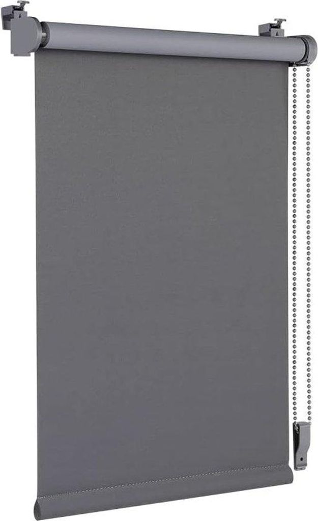 Thermorolgardine, 95 x 210 cm, grau, ohne Bohren, mit gleicher Farbveredelung, Standard 100, Sichtschutz, Sonnenrollo, Klemmfix für Fenster und T...