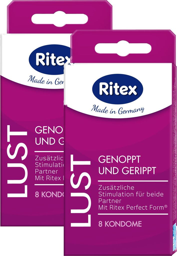 16x Ritex Lust Kondome mit Noppen und Rillen - Standardgröße