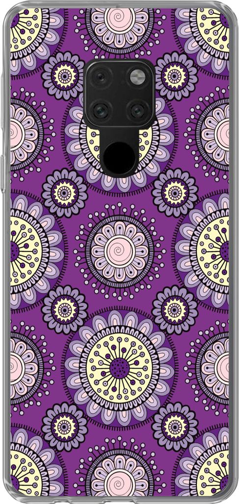 MuchoWow Handyhülle Schutzhülle Hülle für Telefoonhoesje Huawei P40 Lite Mädchen - Blumen - Lila - Muster - Mädchen - Kinder - Kinder Silik...