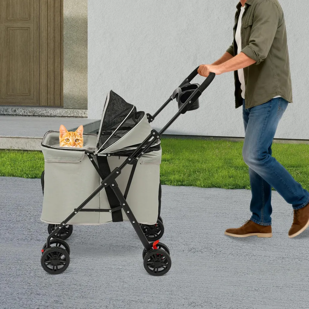 Poussette animaux pliable imperméable : la solution voyage serein - 10