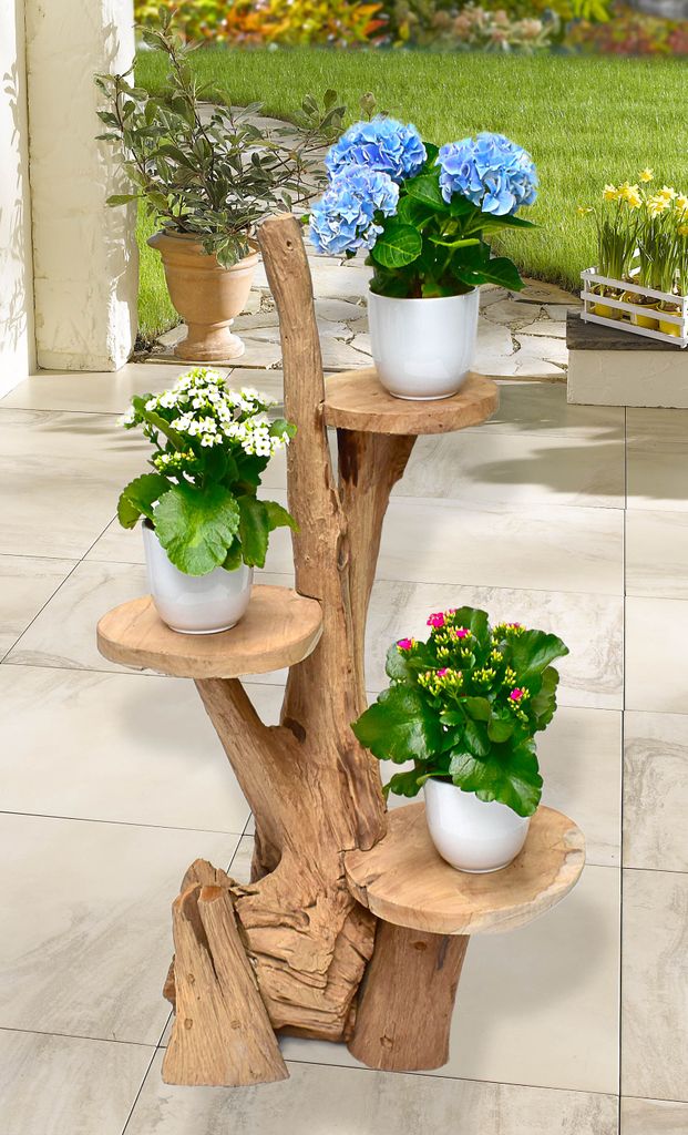 Teak Blumenständer Blumenpodest Pflanzentreppe Ständer Produktbild 8
