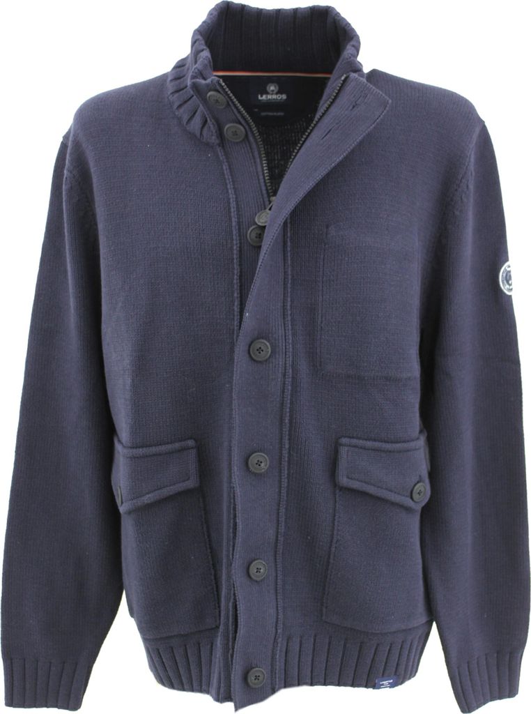 33197 Lerros, , Herren Strickjacke, dicker Glattstrick, marineblau, XL
