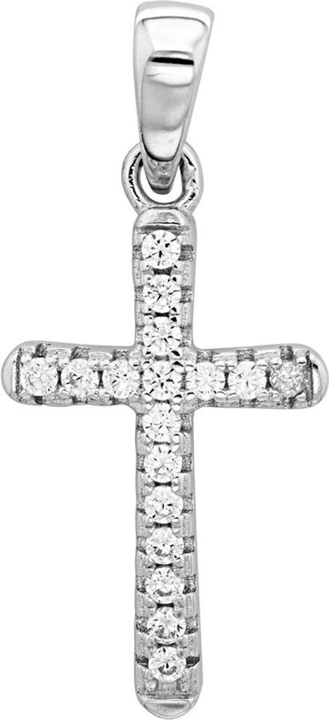 Chicer 925 Sterling Silber kreuz Damen - Anhänger mit Zirkonia - 26mm*12mm; TRS27504