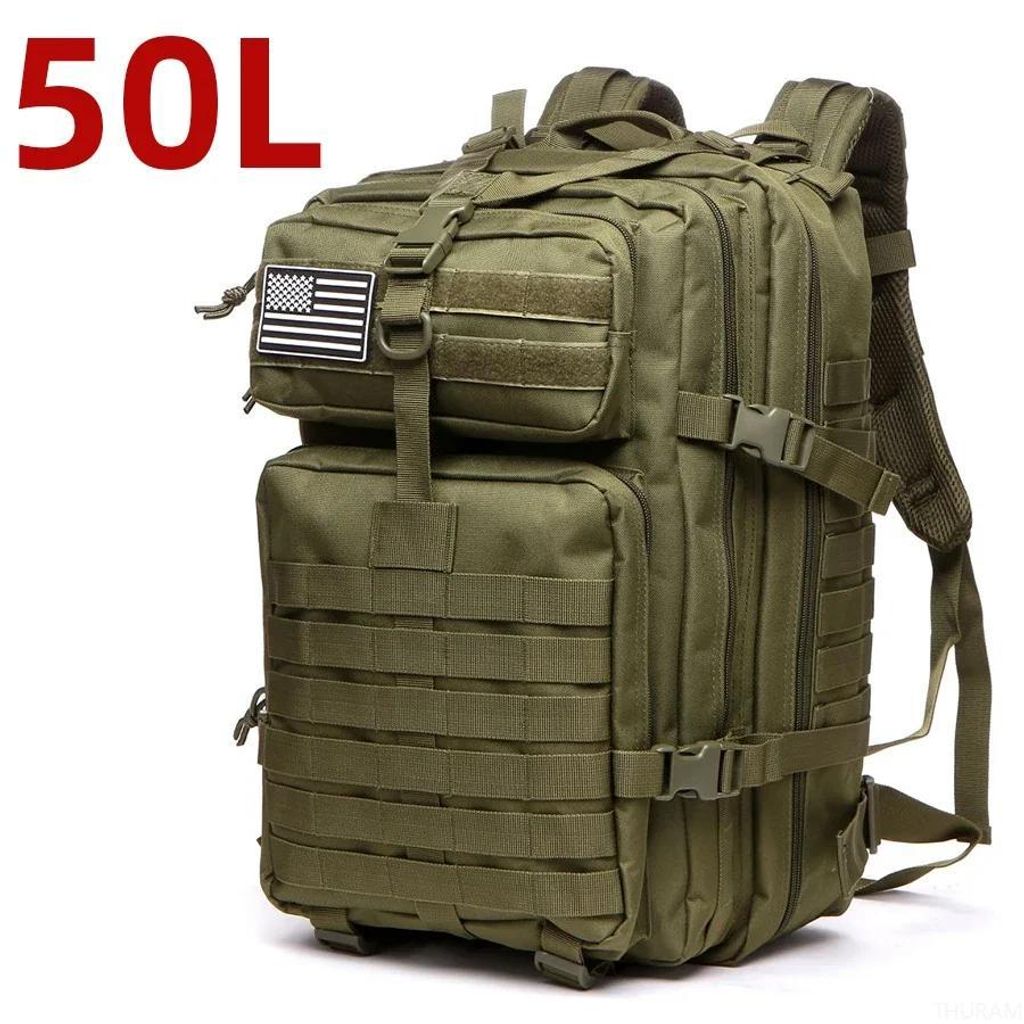 50 L taktický ruksak – olivovo zelený, vodeodolný nylon, Obrázok produktu 