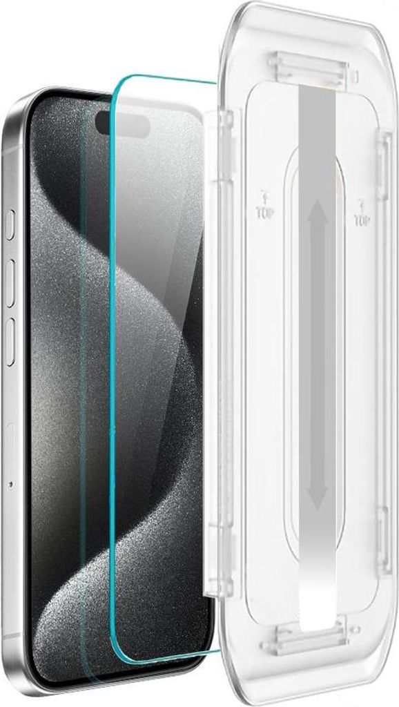 9H gehärtetes Glas für iPhone 15 Pro Bildschirm mit Applikator