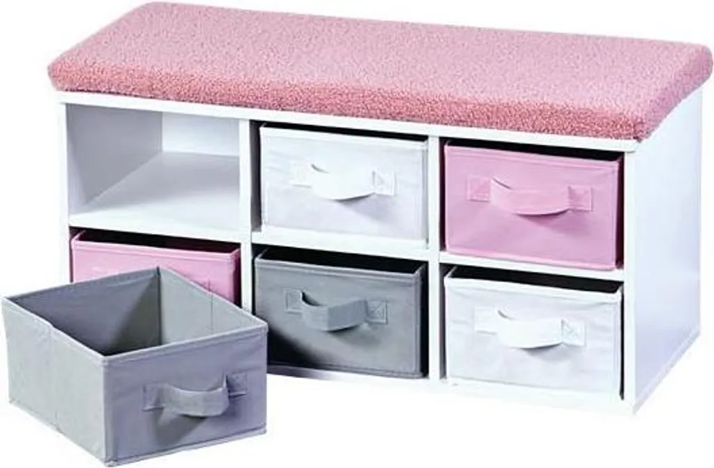 Banc de rangement enfant rose 68 cm pour en finir avec le désordre au sol