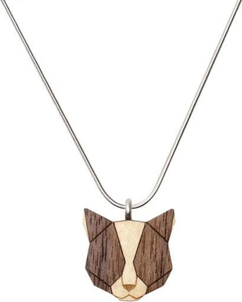 Ciondolo BeWooden Gatto Grigio: Il Regalo Magico per Amanti dei Gatti - 1