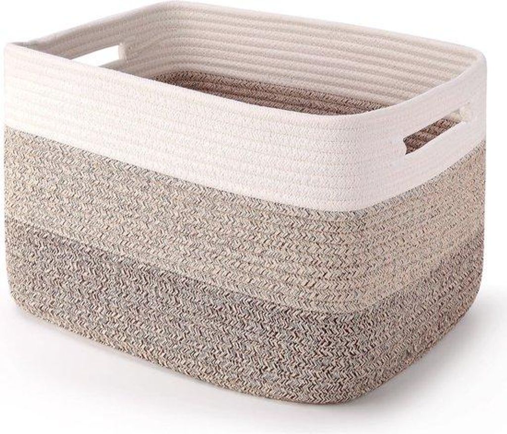 Geweekte Korb für Ordnung - Dekorative Baumwollkörbe für Spielzeug und Badezimmer 33 x 28 cm - Braun