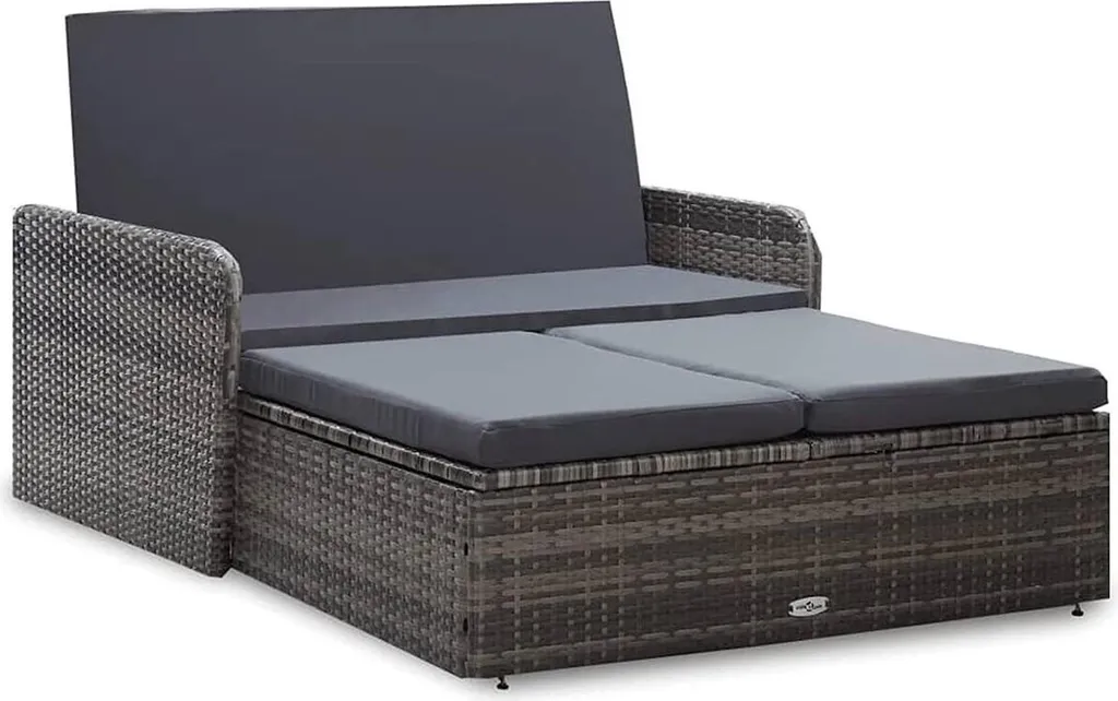 Meuble de Repos Extérieur pour Balcon et Terrasse en Rotin Gris 2 Pcs