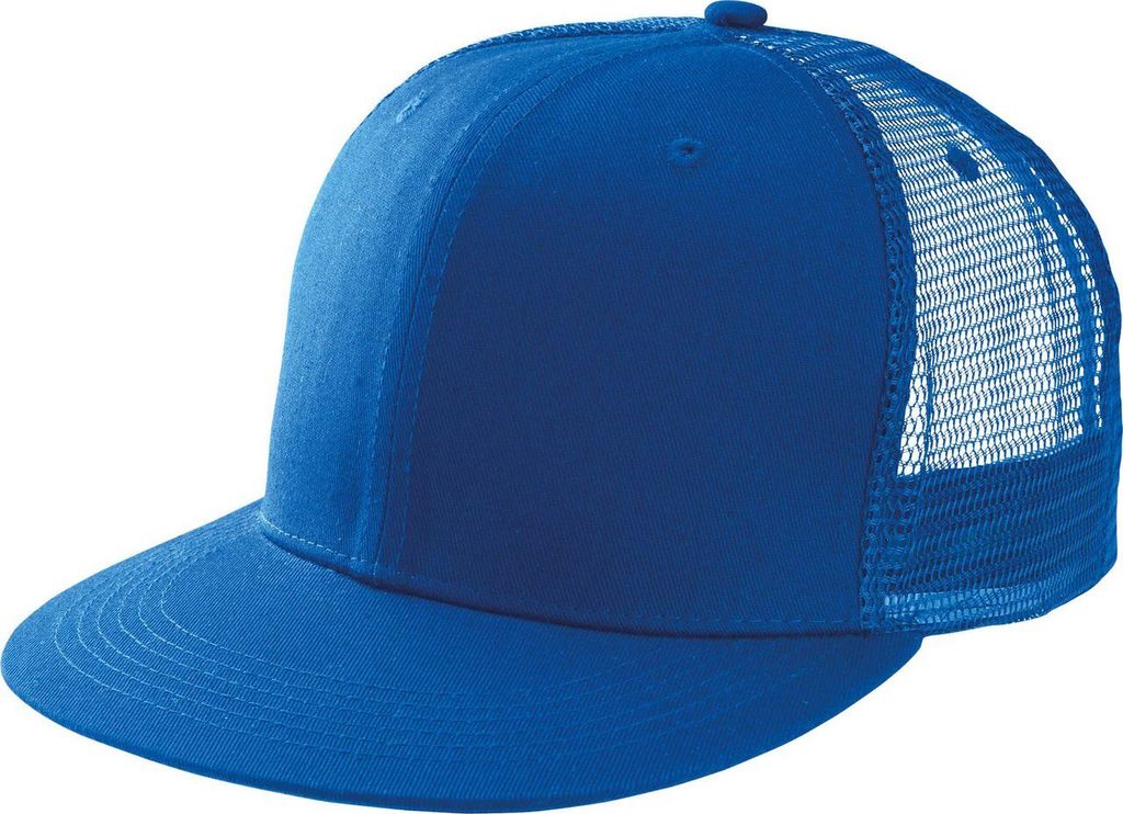 K-Up Herren Kappe Trucker Cap Peak Cap Mesh Flat Mütze Spitzenkappe, Größe:U, Farbe:Royal Blue