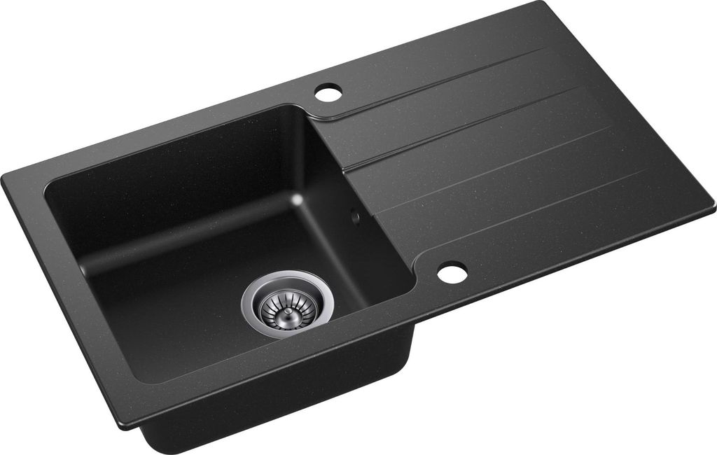 Granitový drez - Drez - Kuchynský drez - Čierny - 76 x 43 Obrázok produktu 