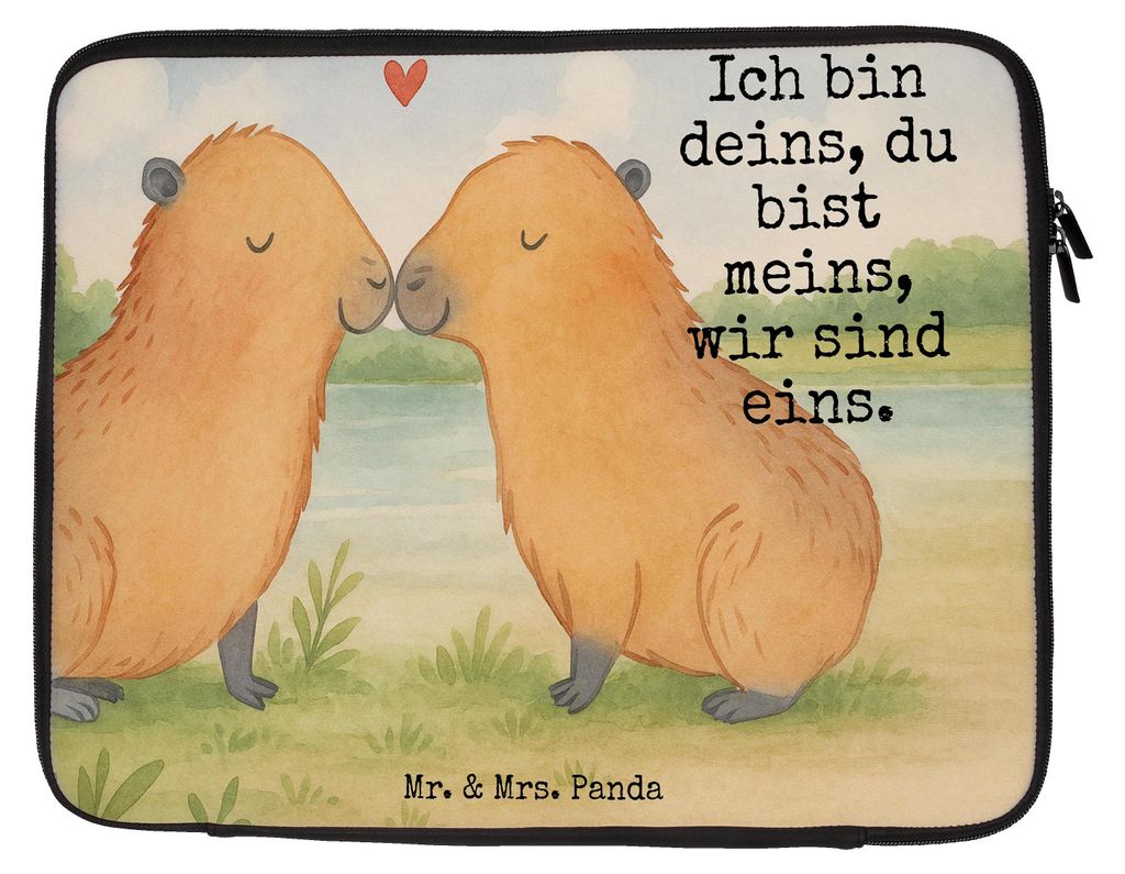 Mr. & Mrs. Panda Laptop Tasche Capybara Liebe Design 27 x 36 cm - Weiß - Geschenk, Paar, Case, Laptoptasche, Geschenkidee, Lustige Sprüche, Valen...