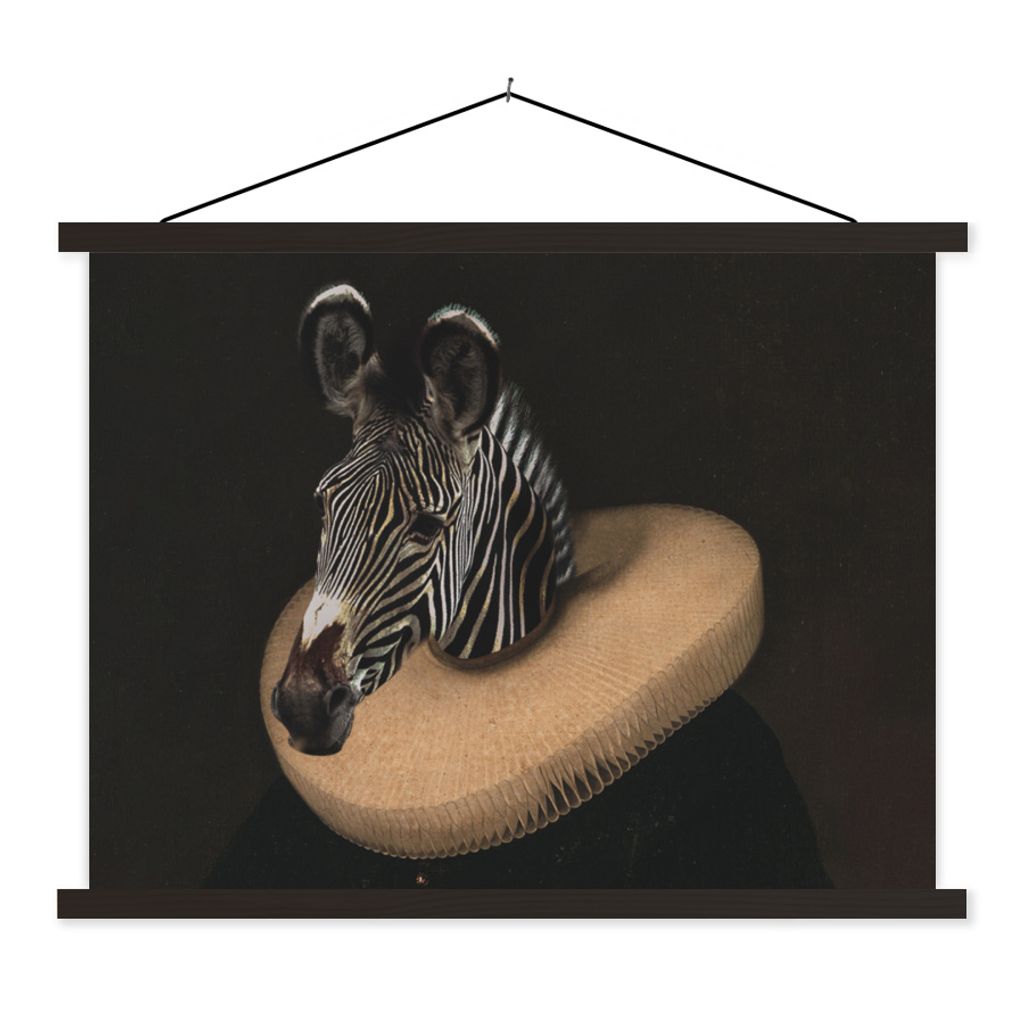 MuchoWow Textilposter Zebra - Gemälde - Alte Meister 120x90 cm mit schwarzem Rahmen - Aufhänger für Poster
