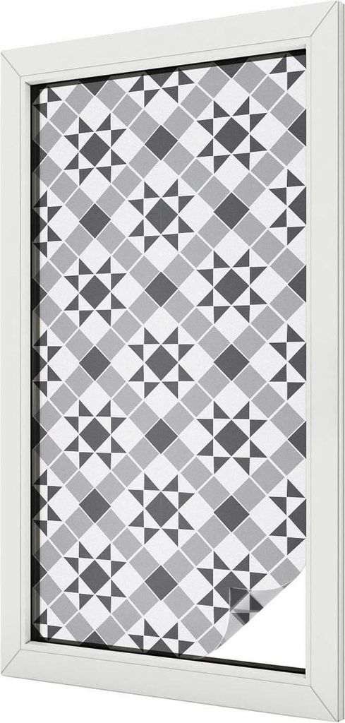 Buntglas Fensterfolie – 100x50 cm – Stained-Glass Design – blickdichte dekorative Sichtschutzfolie – selbstklebend, UV-Schutz – Geometris...