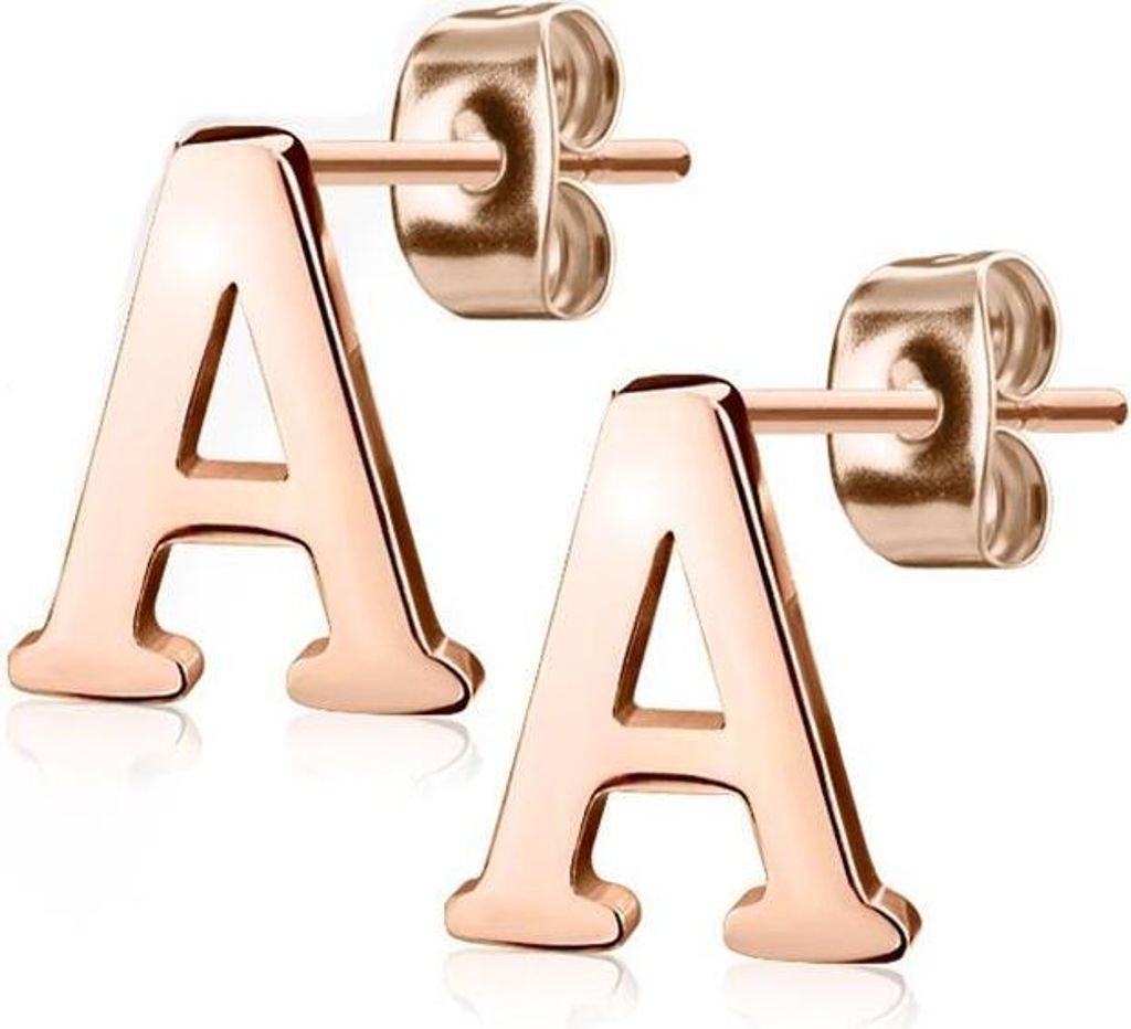 A Ohrstecker Buchstaben Rosegold aus Edelstahl Damen