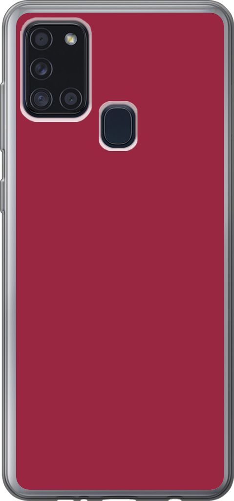 MuchoWow Handyhülle Schutzhülle Hülle für Telefoonhoesje Samsung Galaxy A21s Rot - Einfarbig Silikon Softcase Handy Hülle - Hartschale