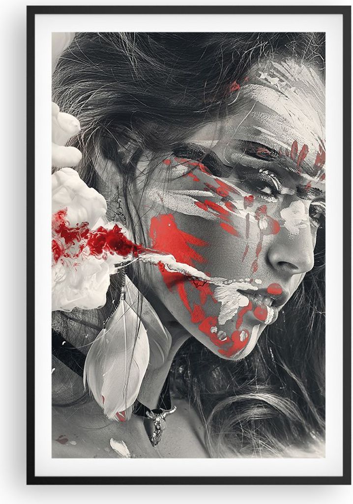 Gerahmtes Poster - Schwarzer Rahmen - Frau Gesicht Kunst - 61x91,5 cm - Wand Bild - Wanddeko - Wandbilder - Kunstposter - Wandposter - Bilderrahmen...