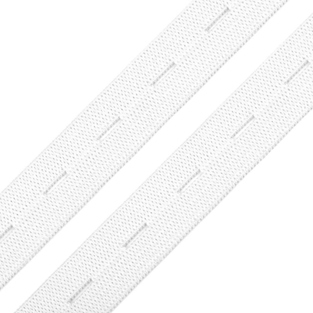 25m Knopfloch Gummiband Lochgummi Knopflochgummiband, Wähle Breite und Farbe, Größe:15mm, Farbe:weiß