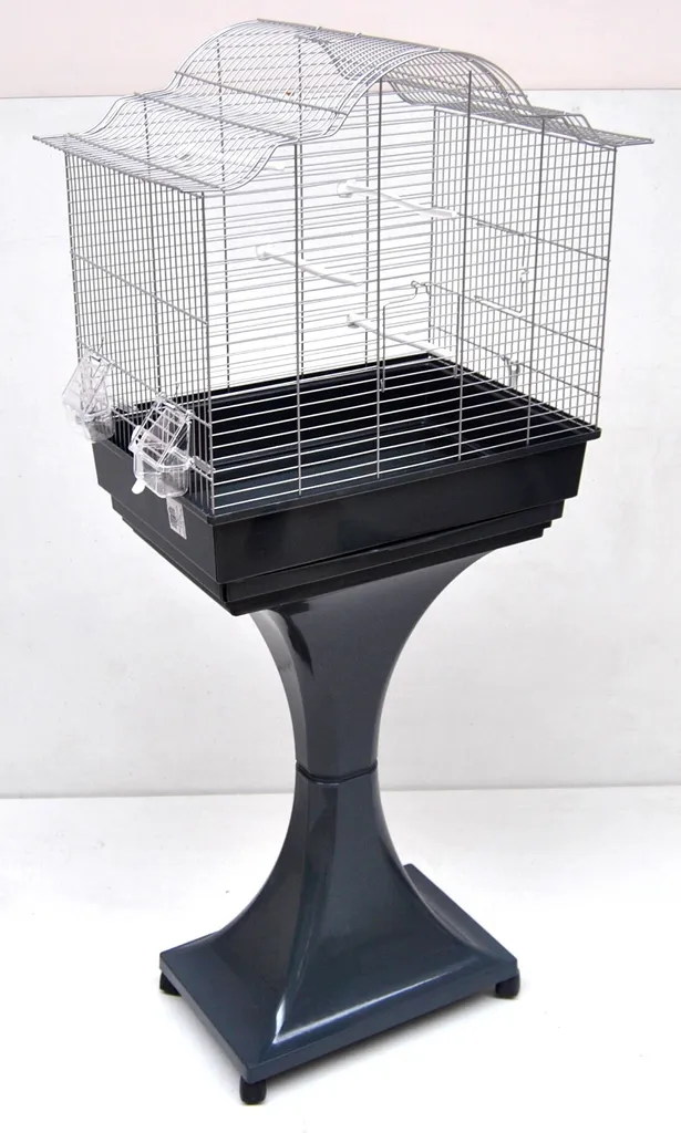 Volière d'intérieur pour Perruches avec pieds et plateau amovible Gris