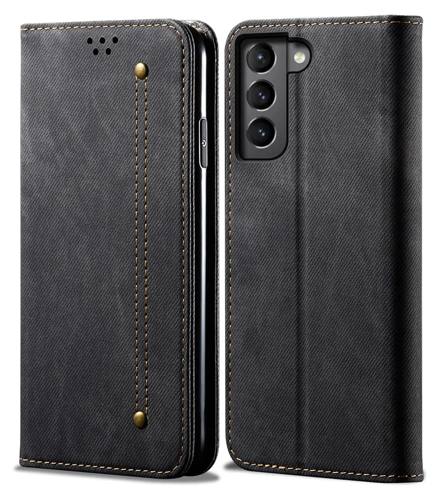 Accessorio Must-Have: Custodia Pelle Nera Samsung S22 Plus 5G Stand