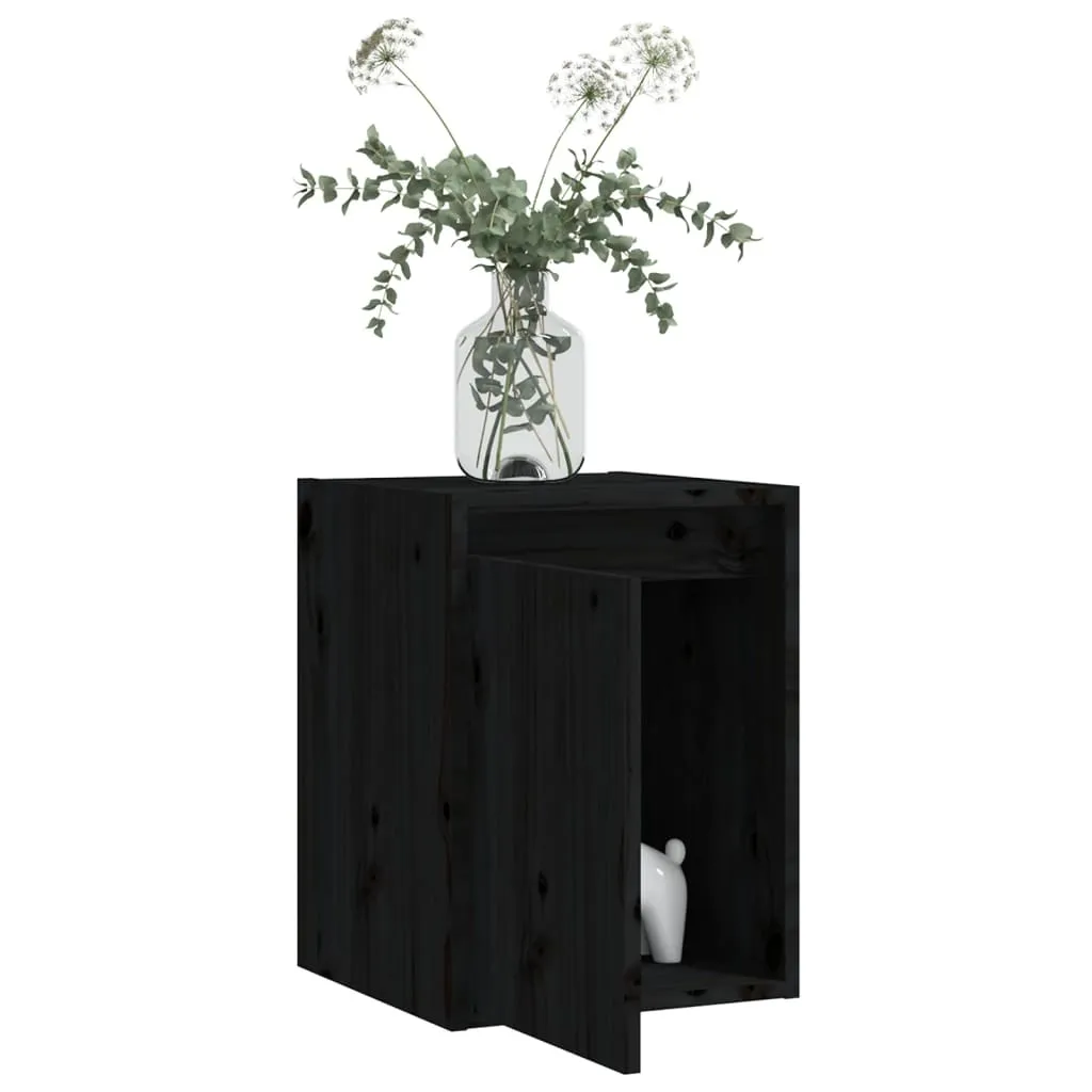 vidaXL Coppia Armadi Pensili Neri in Legno Massello 30x30x40 cm - 15