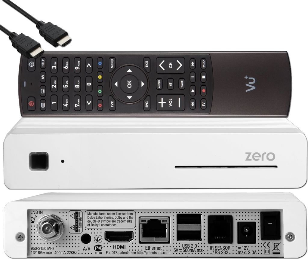 Receptor de satélite Linux Vu+® ZERO HDTV, color blanco Imagen del producto 