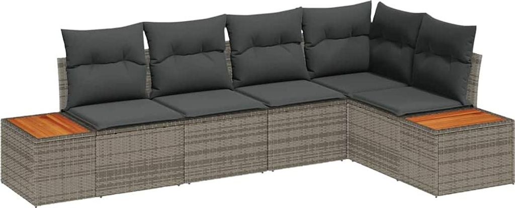 "SALE 2026" Gartensofa-set - elegantes Design - Sitzgruppe mit Sofa, Tisch - mit Kissen 5 pcs Grau Poly Rattan - Terassenmöbel DEMöbel927775
