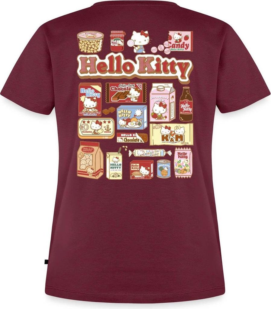 Spreadshirt Hello Kitty Snack Collage Frauen Premium T-Shirt, L, Burgunderrot