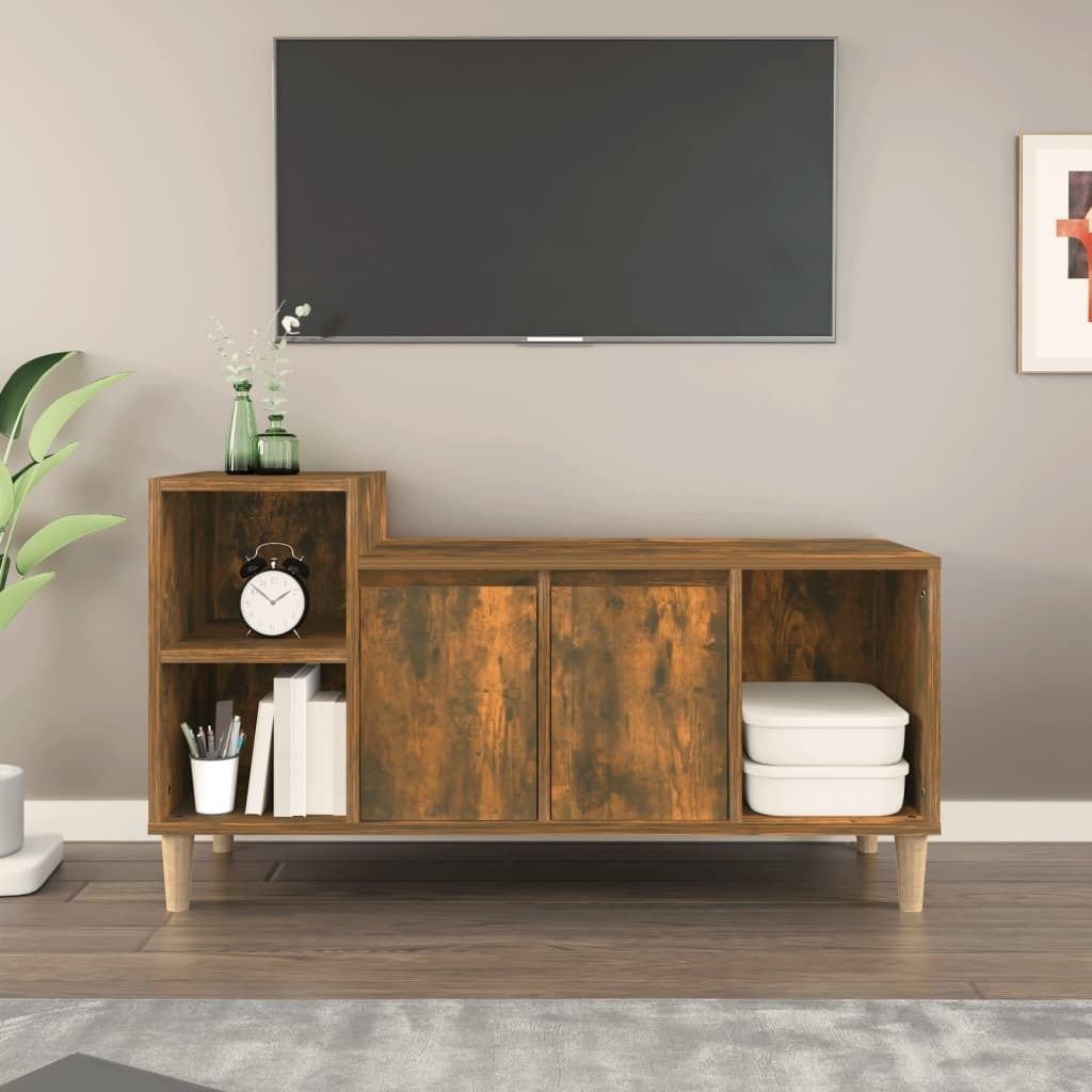 "Rabatt" TV-Schrank - Fernsehschrank - TV-Lowboard - Räuchereiche 100x35x55 cm Holzwerkstoff - TV-Schränke CC21865