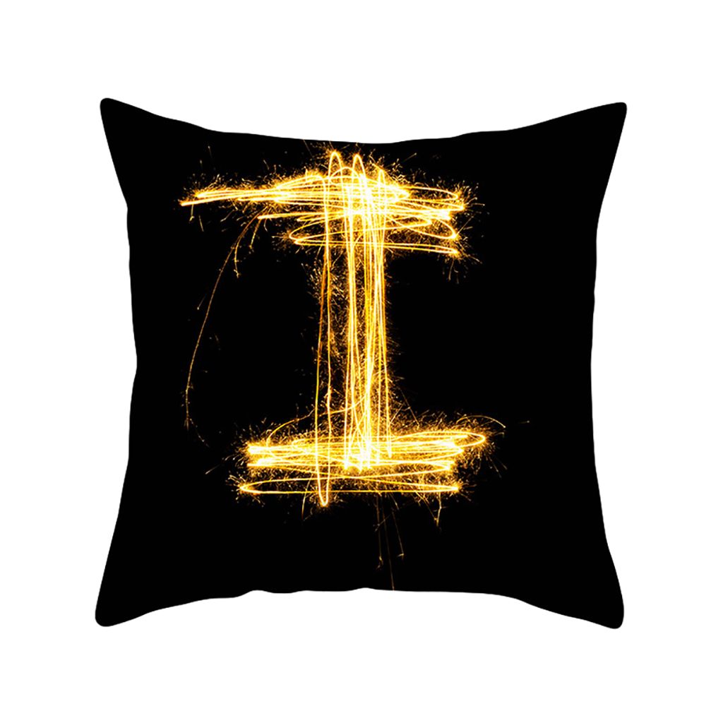 Golden English Letter Kissenabdeckung Soft Wurf Pillowcase Home Car Dekoration-I