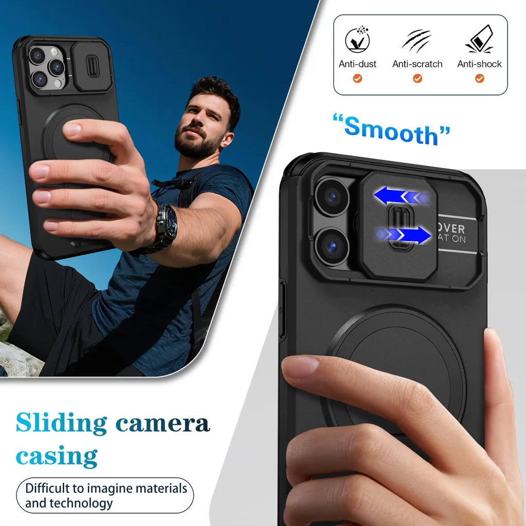 Cover iPhone 12 Pro Max Nera con Supporto e Protezione Fotocamera - 4