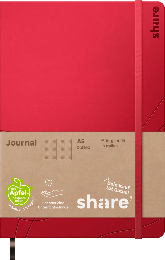 Carnet de notes share Journal Y-07-07-08 A5 à pointillés rouge bordeaux - 2