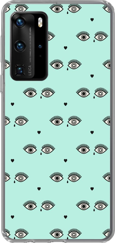 MuchoWow Handyhülle Schutzhülle Hülle für Telefoonhoesje Huawei P40 Pro Mädchen - Augen - Herzen - Muster - Mädchen - Kinder - Kinder Silik...