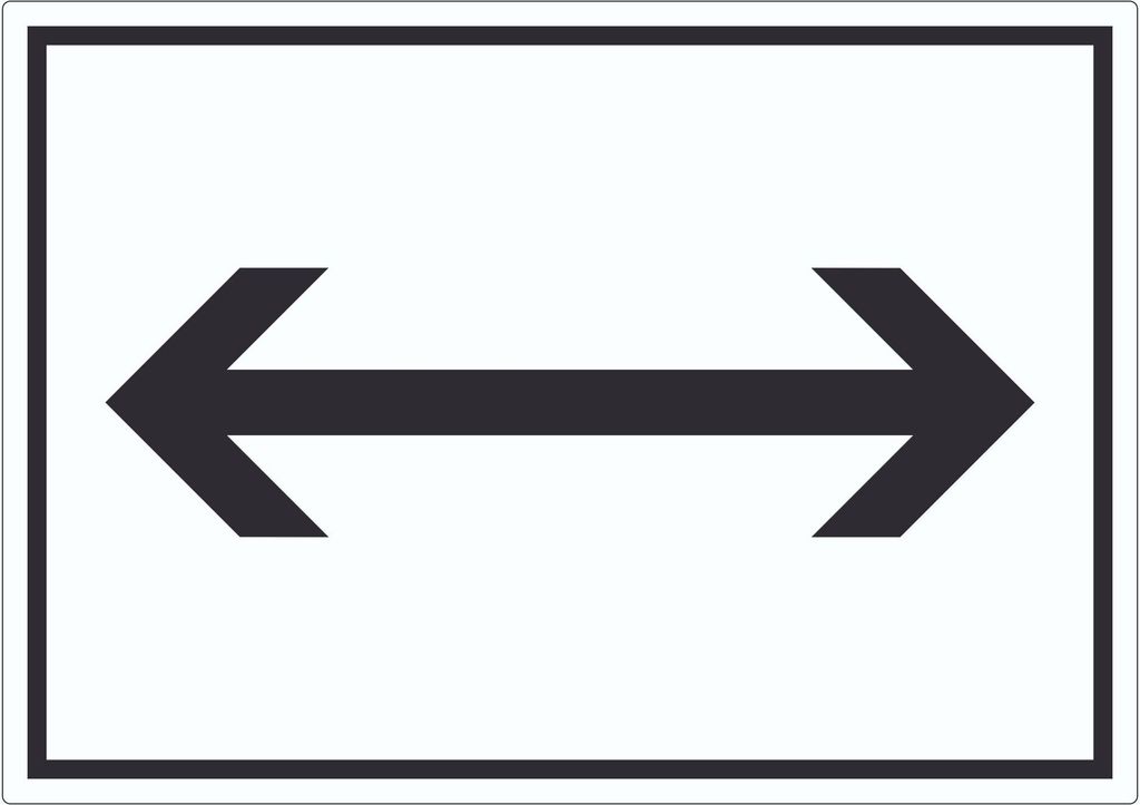 Richtungspfeil rechts und links Aufkleber waagerecht schwarz weiss Pfeil A4 (210x297mm)