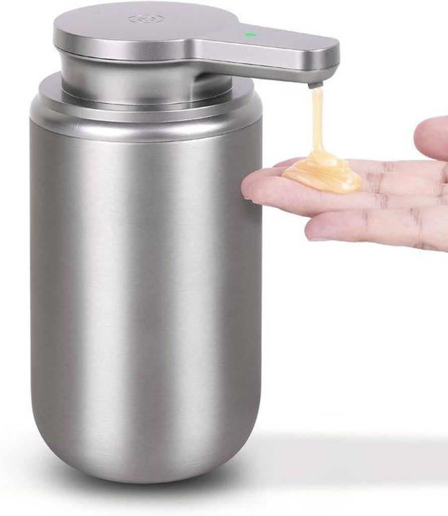 Automatische Handzeepdispenser aus Edelstahl, oplaadbare, kontaktlose Handzeeppumpe, 12 oz, für Bad und Küche