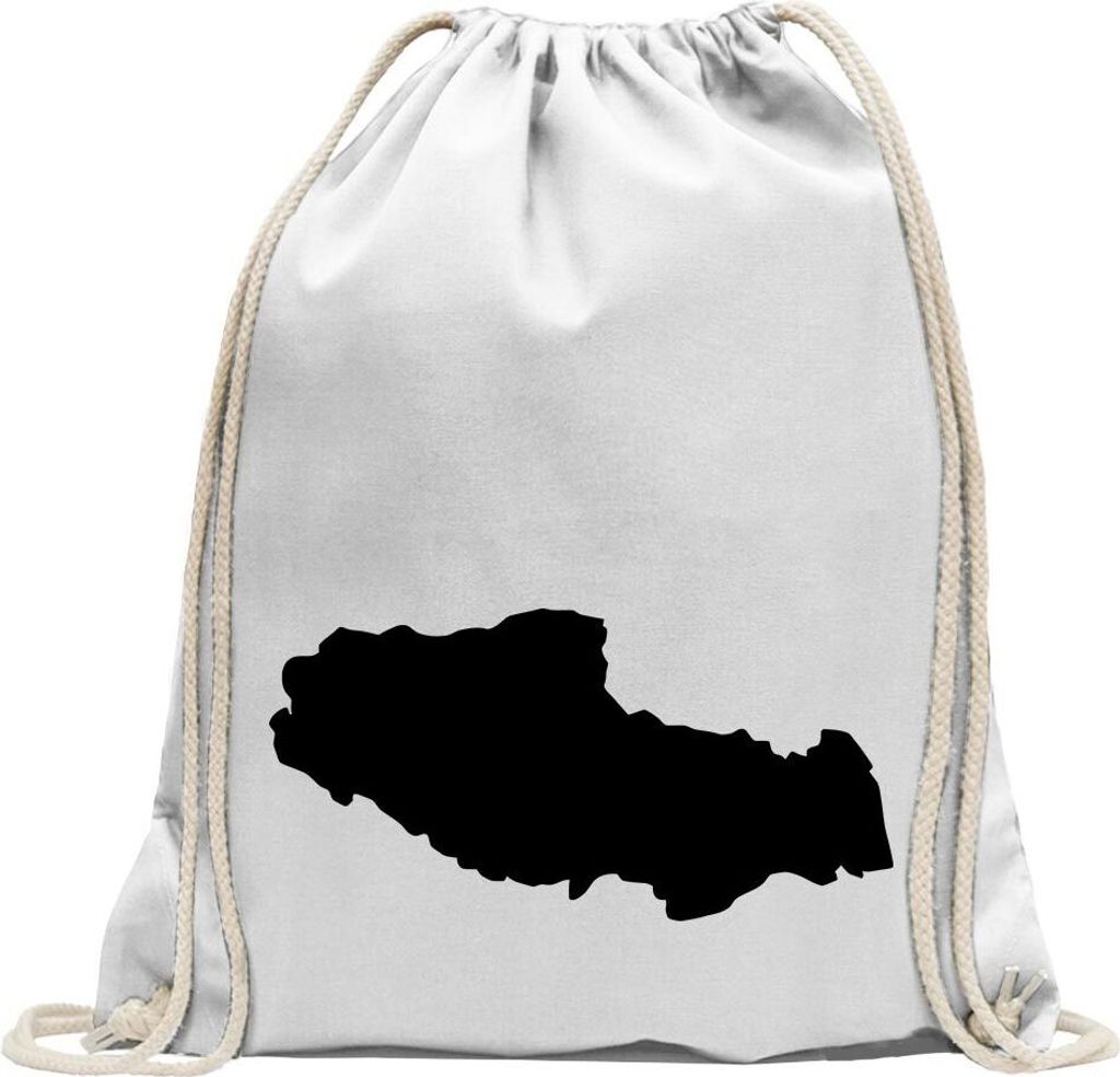 Kiwistar - Turnbeutel - weiss - Tibet - Himalaya Umriss - Fun Rucksack Sport Beutel Gymsack Baumwolle mit Ziehgurt