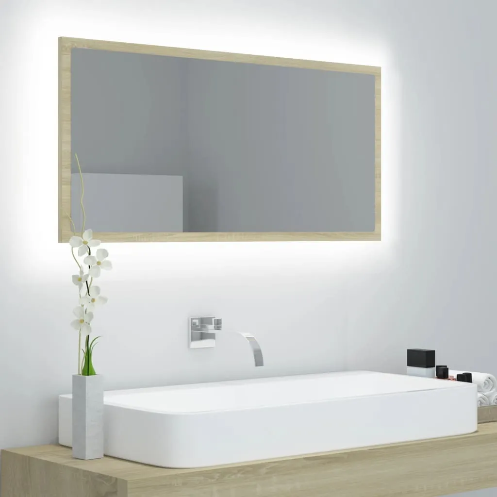 Specchio con LED Rovere Sonoma 90cm - Offerta Online Specchiera Bagno