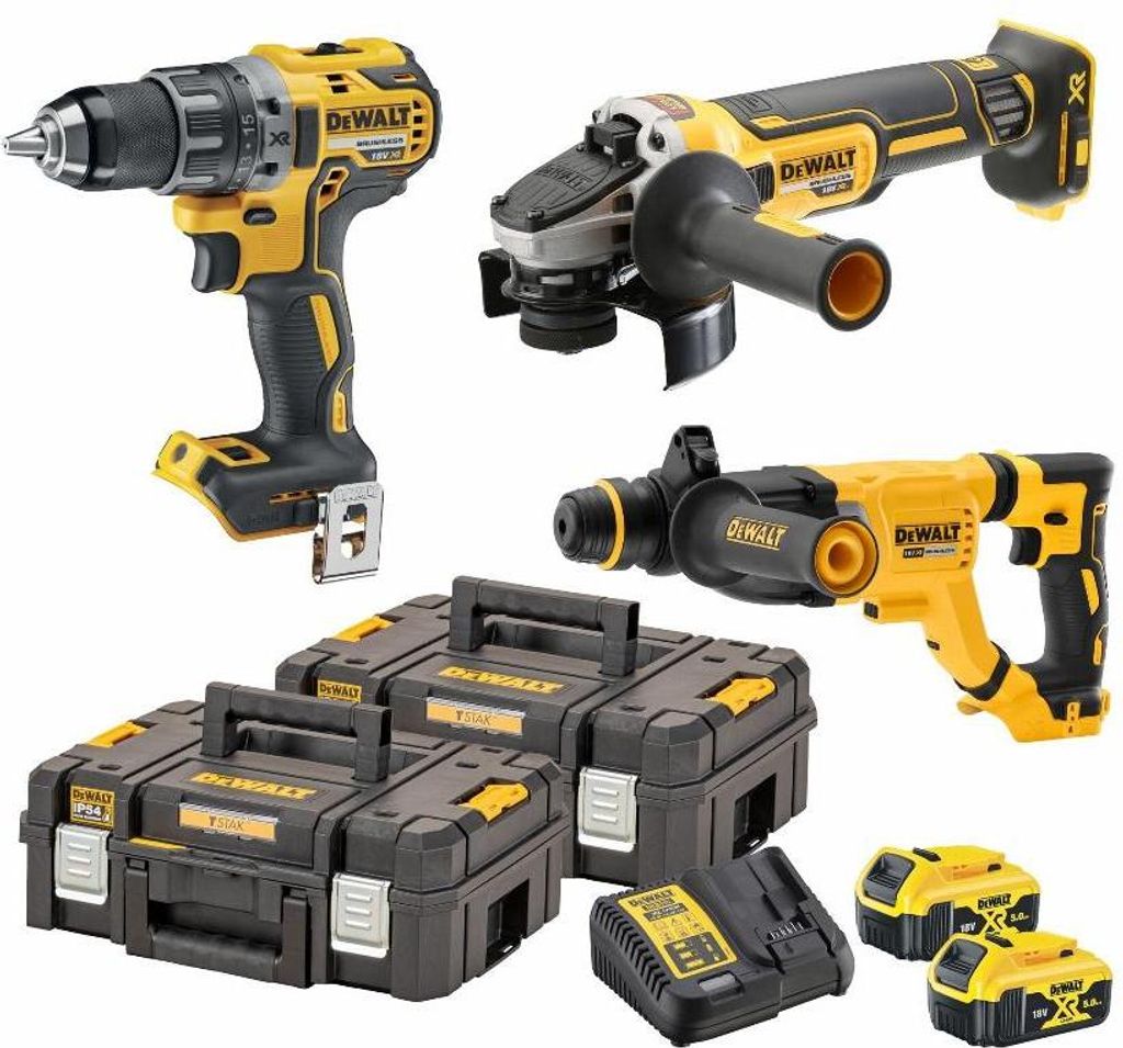 Dewalt 18V Combo Kit Dck327P2T (Dcd791 + Dch263 + Dcg405) 2X5.0Ah