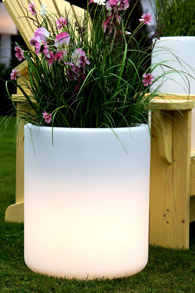 Blumenkübel/Tisch/Kühler beleuchtet "Shining Elegant Pot" S inkl. LED Warmweiß E27 ohne Holzabdeckplatte