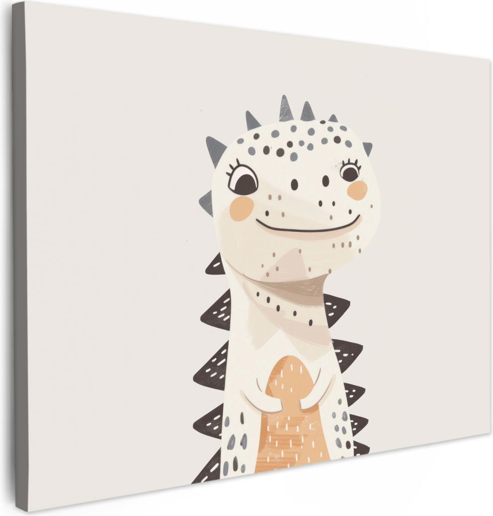 Leinwand Bilder 70x50 cm - Kinder Beige - Dinosaurier, Bilder Wohnzimmer Modern, Wanddeko