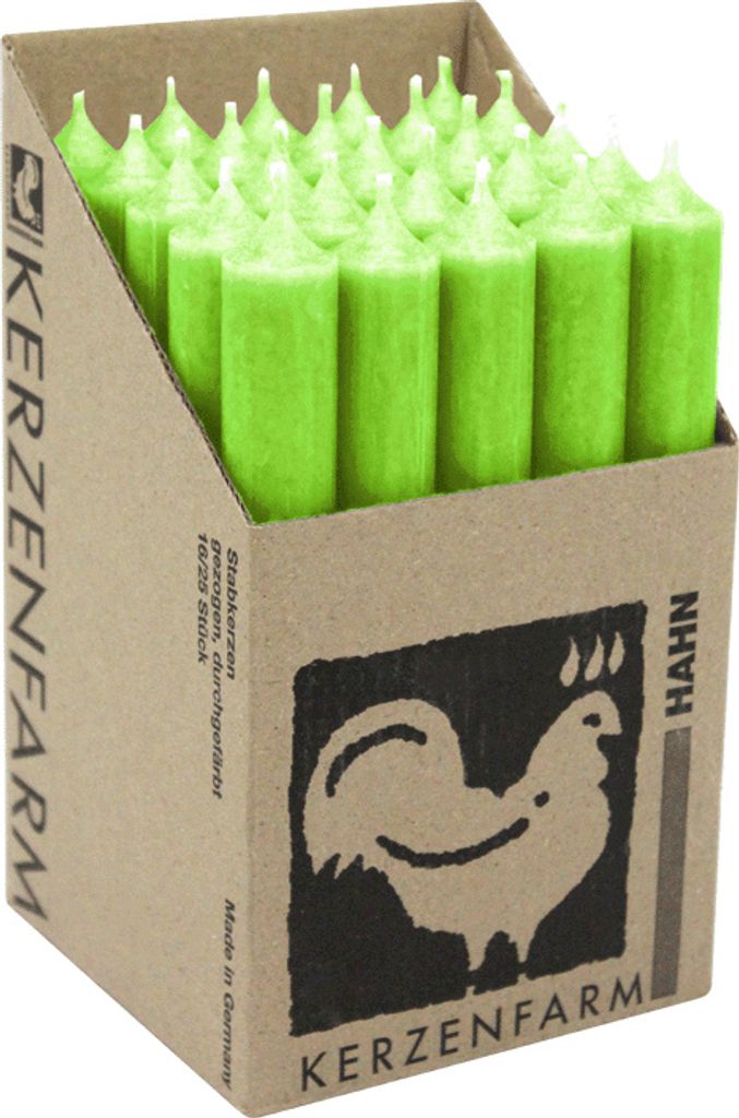Stabkerzen aus Paraffin, 180/22 mm, Apfelgrün, KERZENFARM Produktbild 