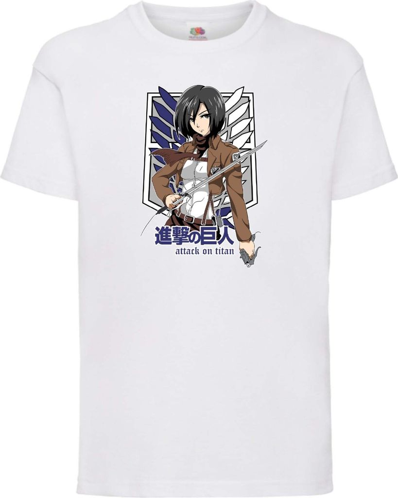 Kinder T-Shirt Attack Anime On Titan Mikasa Ackerman 01 Ackerman Mikasa, 5-6 Jahr - 116 / Weiß