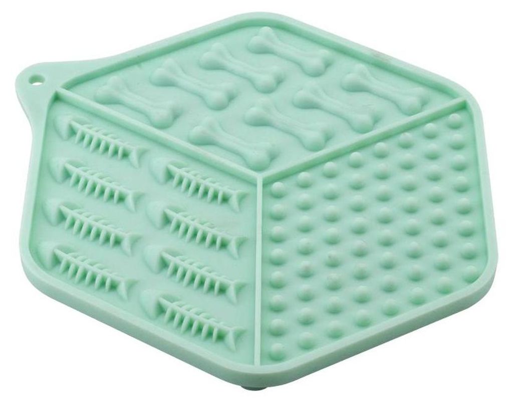 Masilic Schleckmatte Hund, Leckmatte aus Silikon für Welpen Katze, HEX, 18,5x15,5cm, Mint, Slow Feeder mit Saugnäpfen, Rutschfeste Futtermatte Li...