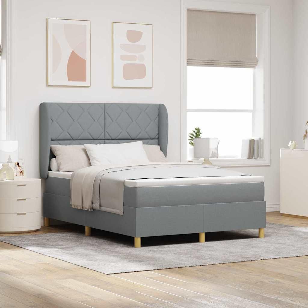Maison Exclusive - Boxspringbett mit Kopfteil Hellgrau 200 x 160 cm Stoff