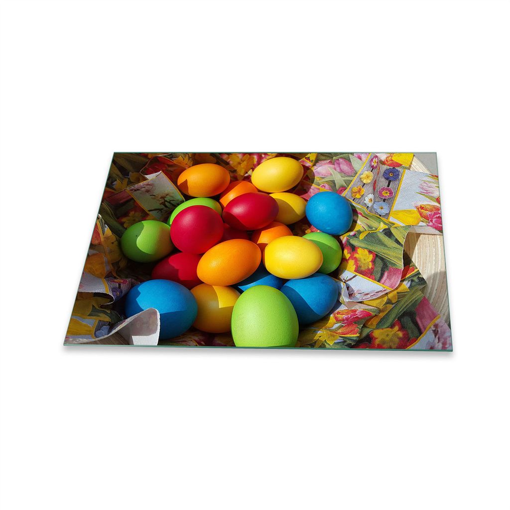 Herdabdeckplatte Glaskeramik 1 Teilig 80x52 Ostern Bunt Abdeckung Glas Spritzschutz
